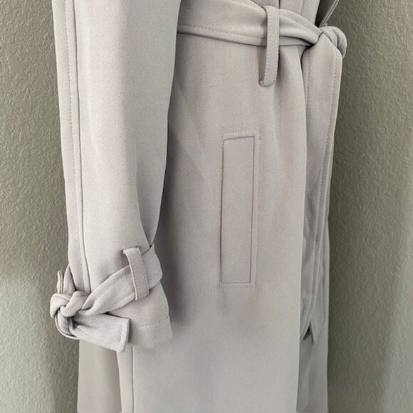 NWT RACHEL ROY Long Gray Mist Luxe Crepe Trench Coat XL - Picture 10 of 15
